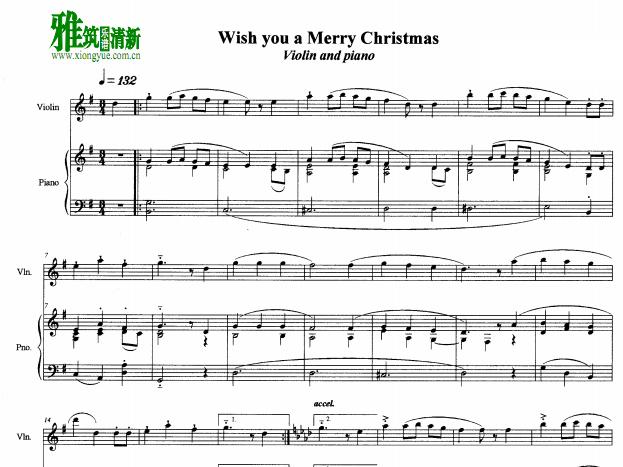 We wish you a Merry Christmas小提琴钢琴重奏谱
