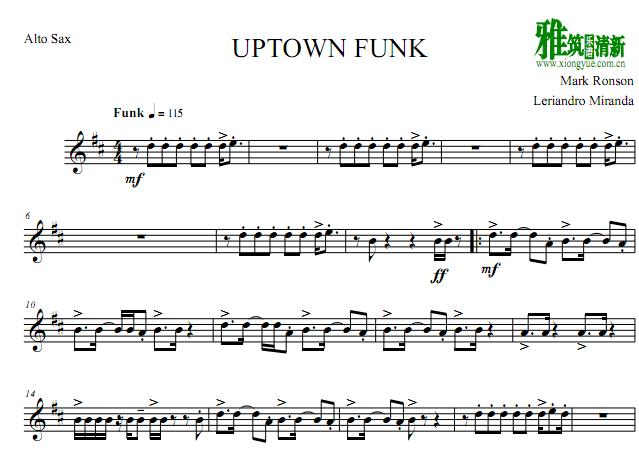 Uptown Funk中音萨克斯谱