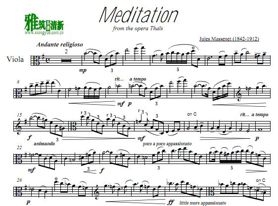 马斯奈 沉思 meditation中提琴谱