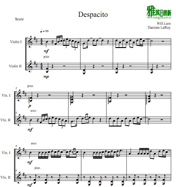 despacito 小提琴二重奏谱