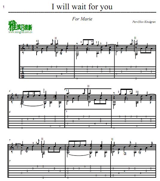 Per-Olov Kindgren - I Will Wait For You 吉他谱