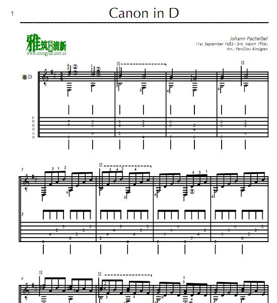 Per-Olov Kindgren - Canon in D吉他谱