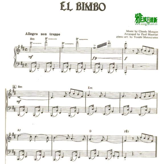 Paul Mauriat - El Bimbo钢琴谱