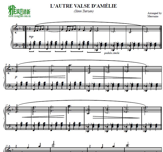 天使爱美丽Yann Tiersen - L'autre Valse d'Amelie钢琴谱
