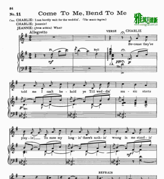 南海天堂 Come to Me，Bend to Me走近我，靠向我钢琴谱