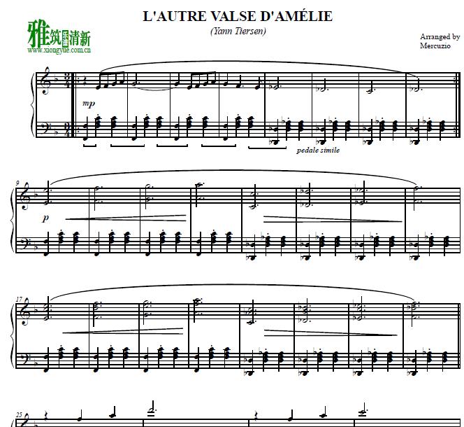 天使爱美丽L'AUTRE VALSE D'AMÉLIE钢琴谱