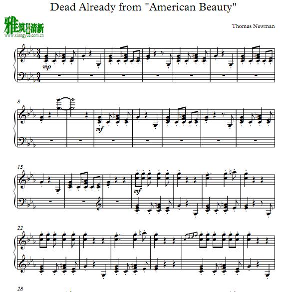 American Beauty - Dead Already钢琴谱
