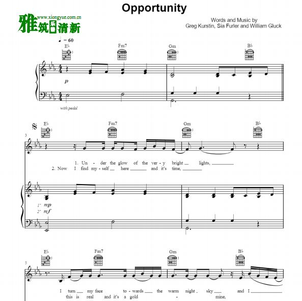 sia - Opportunity钢琴伴奏谱