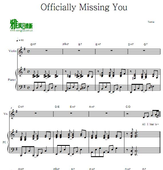 Tamia - Officially Missing You小提琴钢琴伴奏谱