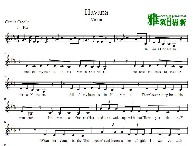 Havana小提琴谱