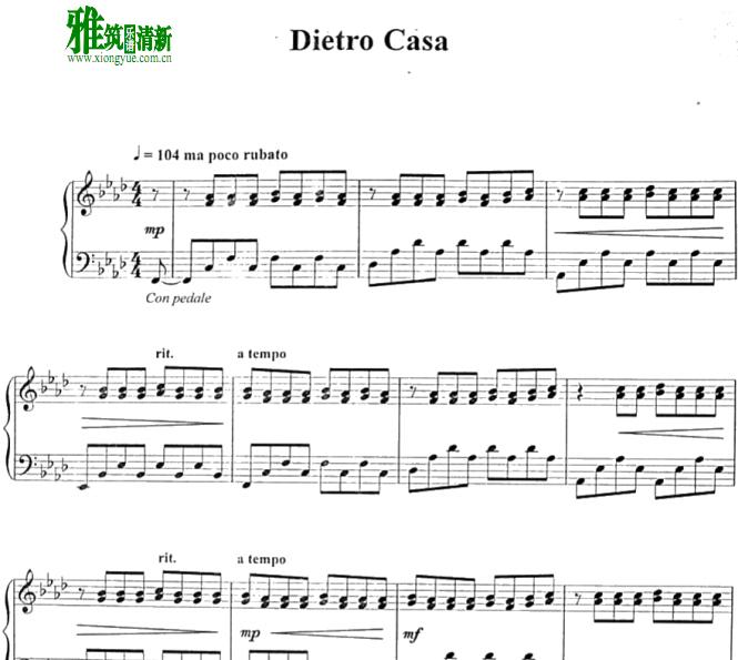 Ludovico Einaudi - Dietro casa钢琴谱