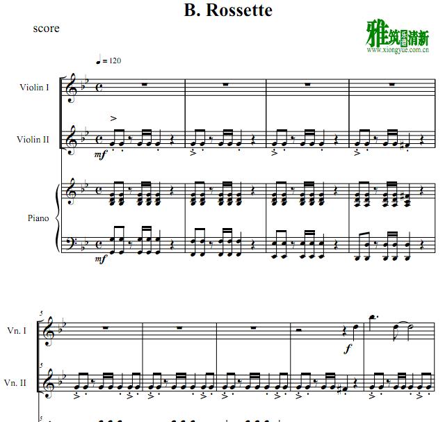 白色巨塔B.Rossette 2小提琴钢琴重奏谱