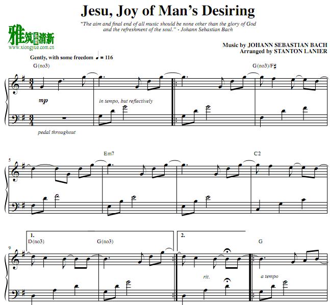 Stanton Lanier版Jesu Joy of Man's Desiring钢琴谱