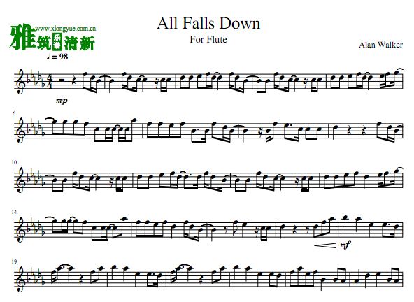 All Falls Down长笛谱