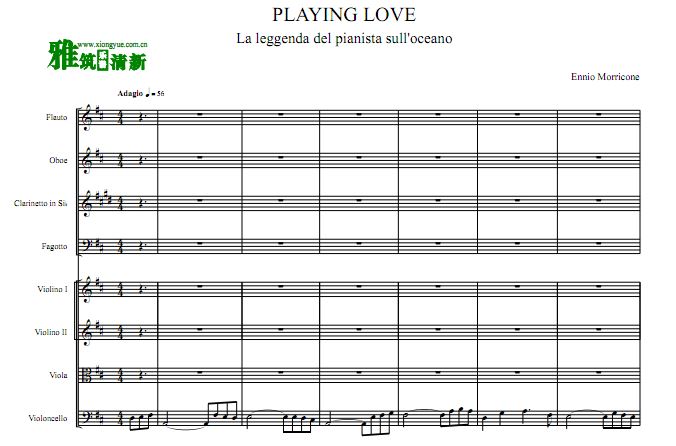 Playing Love per 管乐弦乐四重奏谱