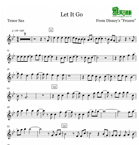 Let it go 次中音萨克斯谱