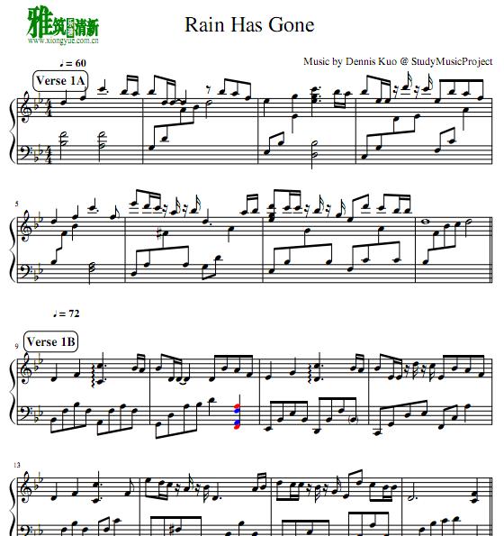 Dennis Kuo - Rain Has Gone钢琴谱
