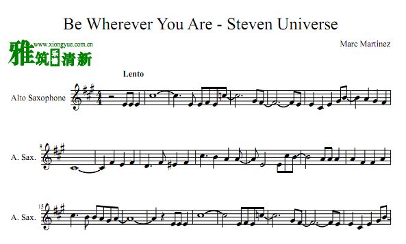 宇宙小子 Be Wherever You Are中音萨克斯谱