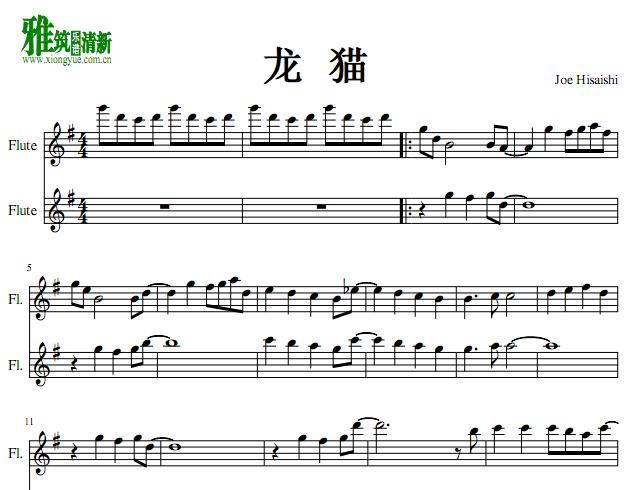 龙猫长笛二重奏谱