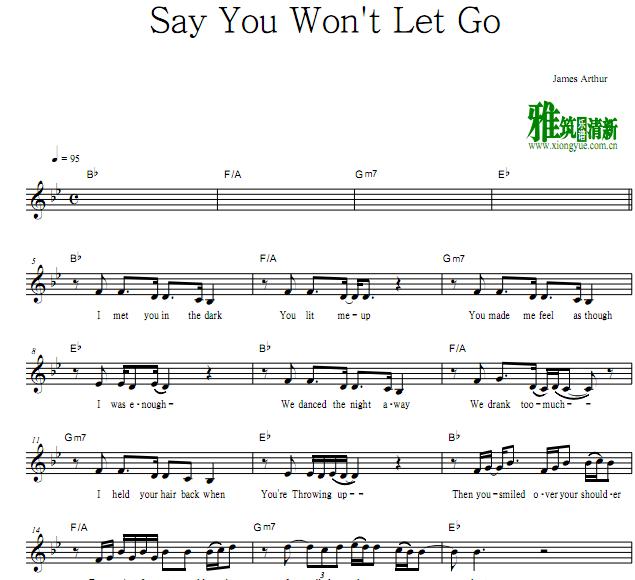 Say You Won't Let Go小提琴谱