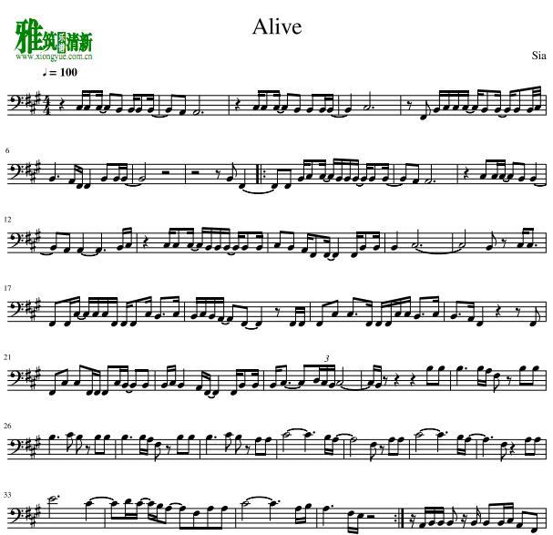 Sia alive大提琴谱