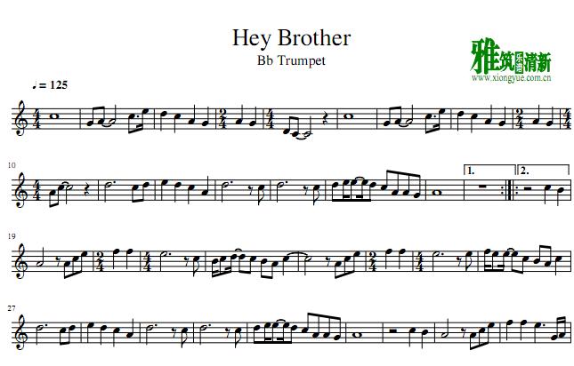 Hey Brother 小号谱