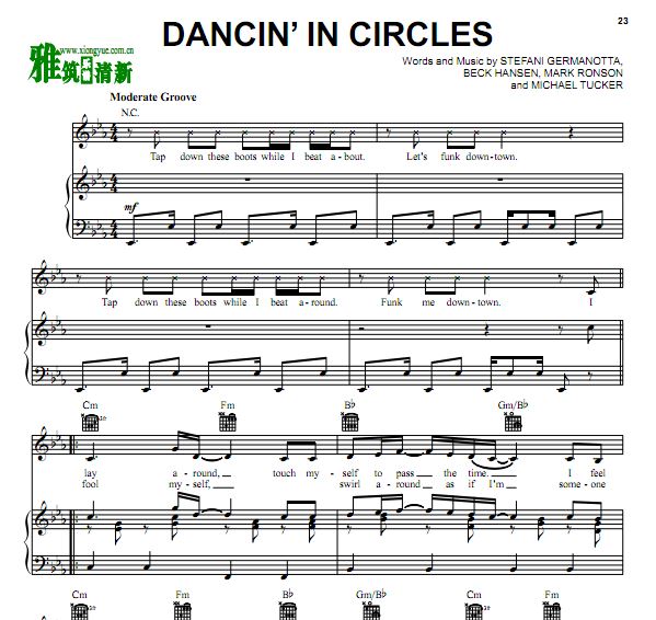 Lady Gaga - Dancin’ In Circles钢琴伴奏谱