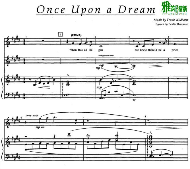 变身怪医 -once upon a dream钢琴谱