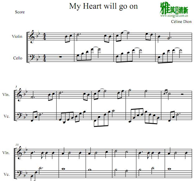 My heart will go on小提琴大提琴二重奏谱