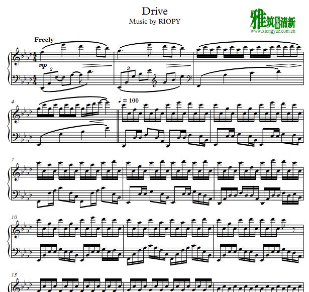 riopy - Drive 钢琴谱