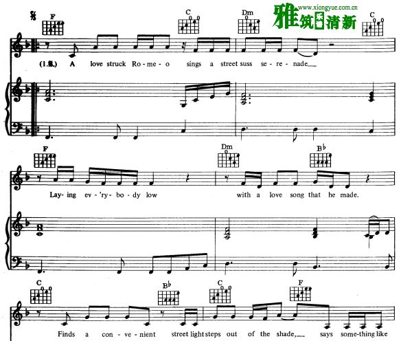 romeo and Juliet 罗密欧与朱丽叶 Dire Straits伴奏钢琴谱