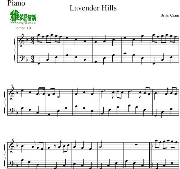 Brian Crain - Lavender hills钢琴谱