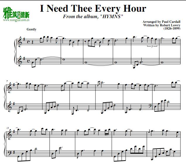 paul cardall - I Need Thee Every Hour钢琴谱