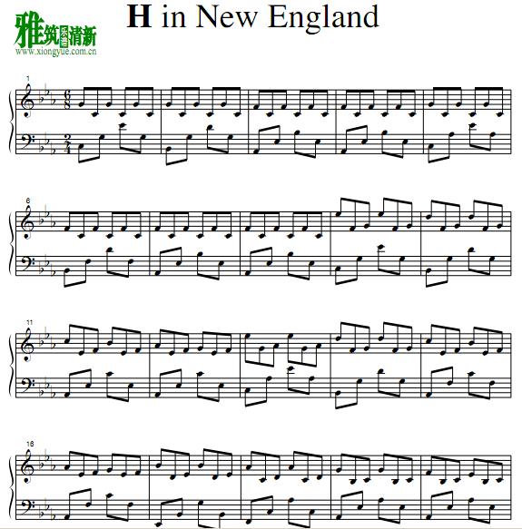  H in New england钢琴谱