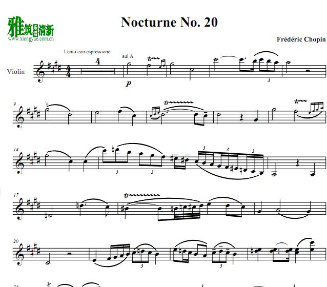 肖邦夜曲小提琴谱 chopin nocturne no.20小提琴谱