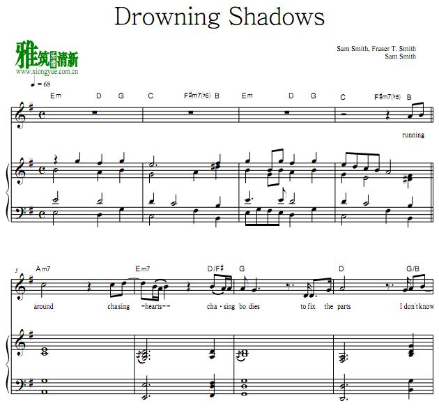 Sam Smith - Drowning Shadows钢琴伴奏谱
