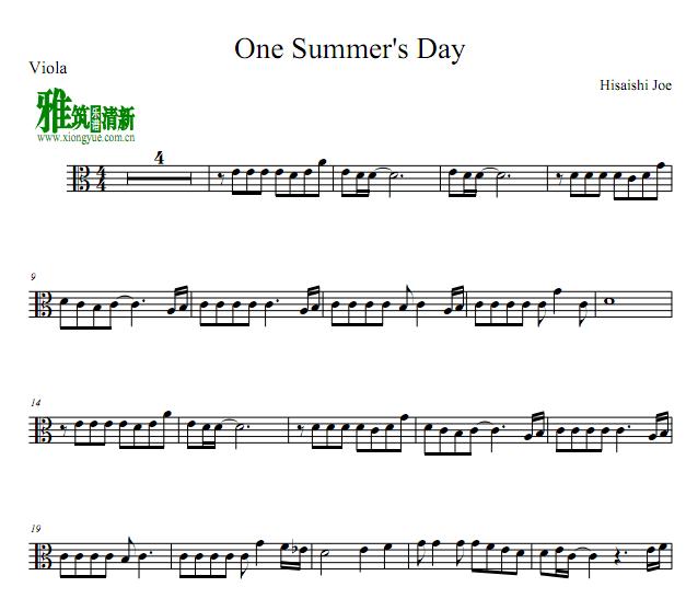 久石让 One Summer's Day中提琴谱