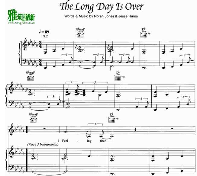 Norah Jones - The long day is over钢琴谱