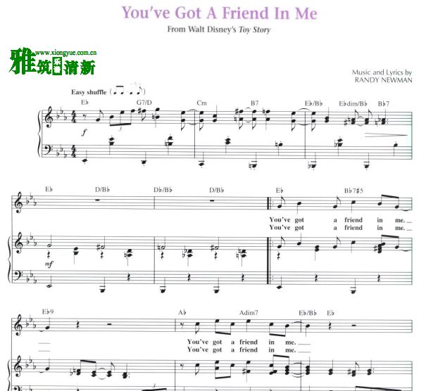 Toy Story玩具总动员 You've Got A Friend In Me钢琴谱