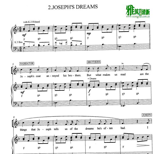Joseph's dream约瑟夫的神奇彩衣 钢琴伴奏谱