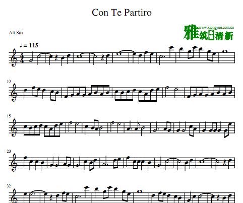 time to say goodbye 中音萨克斯谱