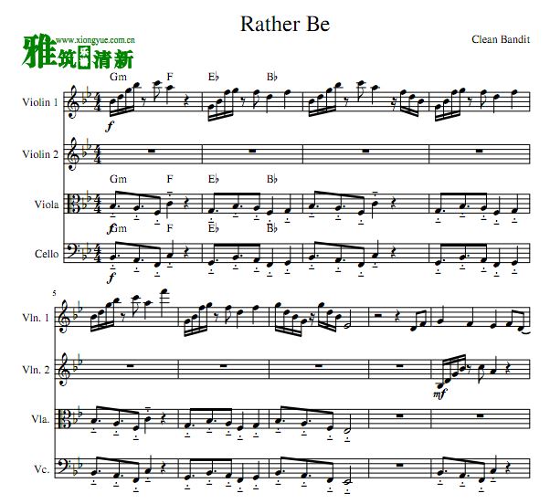 rather be 弦乐四重奏谱