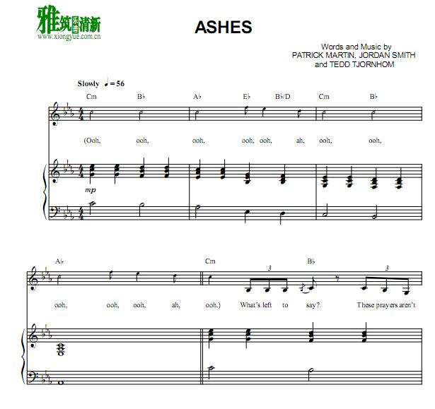 席琳迪翁 - Ashes 钢琴伴奏谱