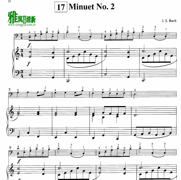 巴赫第二号小步舞曲大提琴钢琴伴奏谱