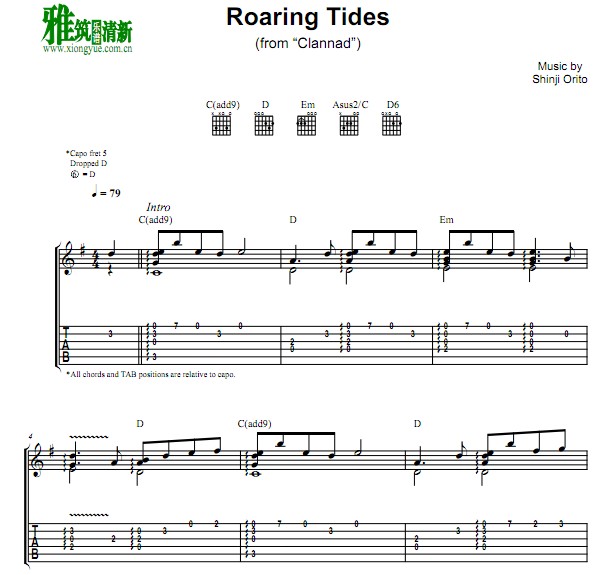 EDDIE版潮鸣 Roaring Tides指弹吉他谱
