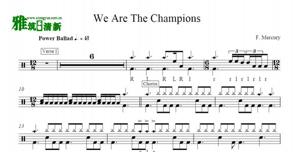 Queen - We Are The Champions 爵士鼓谱
