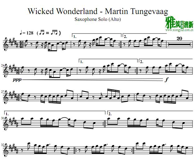 Wicked Wonderland中音萨克斯谱
