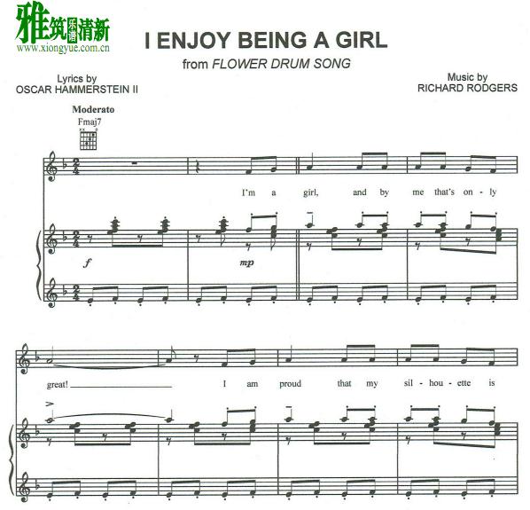 我享受做女孩子的快乐 I Enjoy Being A Girl 声乐钢琴伴奏谱