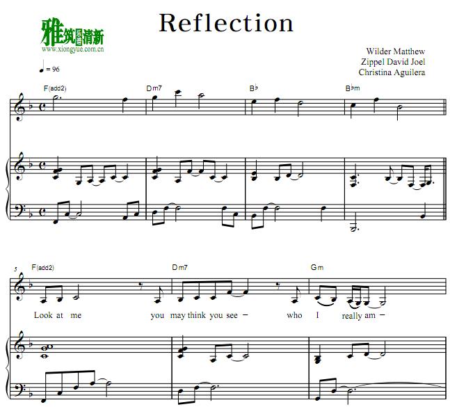 花木兰 - Reflection钢琴伴奏谱
