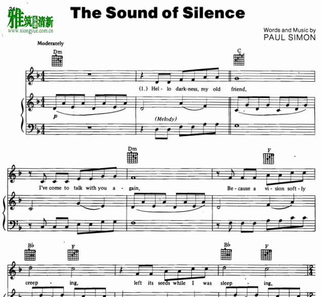寂静之声The Sound Of Silence钢琴伴奏谱